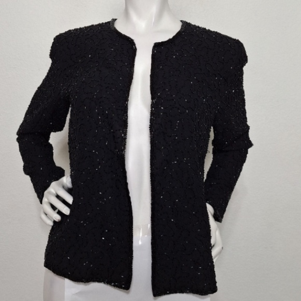 JMD New York Vintage Black Fairy Beaded Witchy Whimsigoth Jacket Size PS